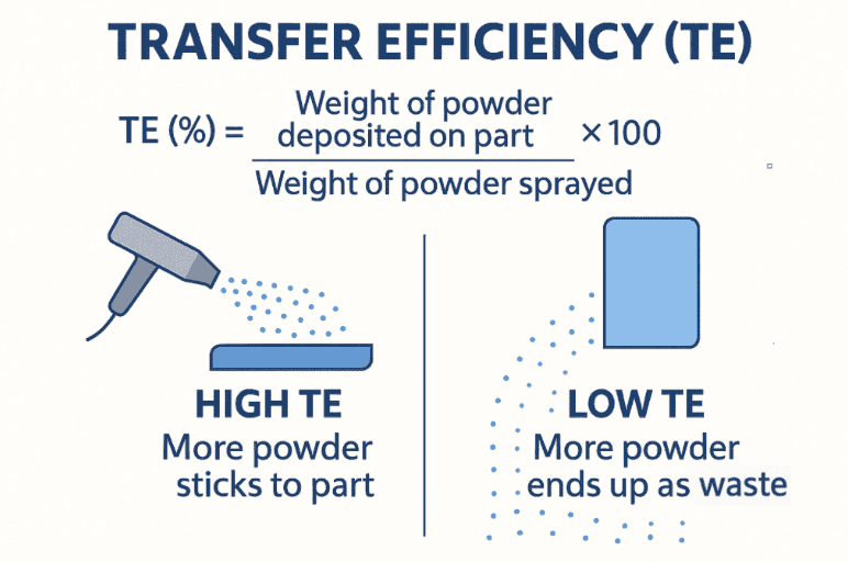 Transfer efficiency in powder coating